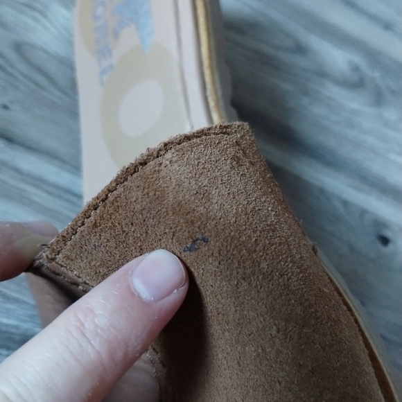 Sorel Ella II Block Slide Tan Suede and Leather Sandals Size 8.5 - Picture 6 of 6